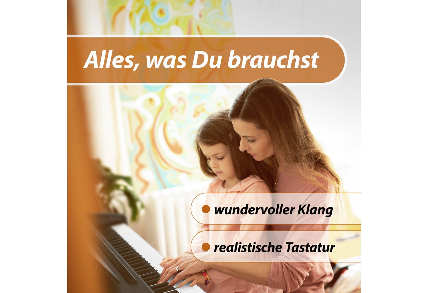 Classic Cantabile Digitalpiano DP-50 E-Piano Set mit 88 Tasten Hammermechanik (Spar-Set, inkl. Klavierbank, Kopfhörer & Schule), Klavier, Layer-, Split-, Twin-P – Bild 2 von 5