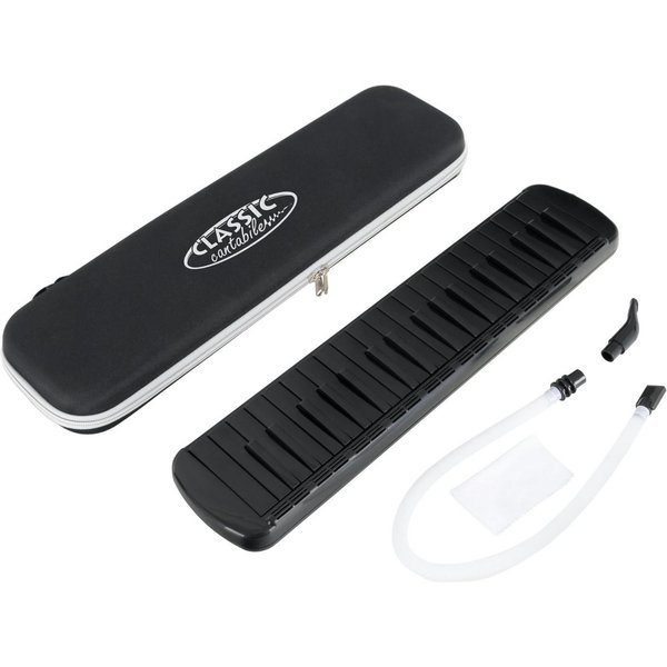 Classic Cantabile Melodica Blasharmonika mit schwarzen 37 Tasten - Melodica Instrument f - f³, Anfänger-Set, 4-St., Mit Etui, Mundstück und Anblasschlauch, Zert