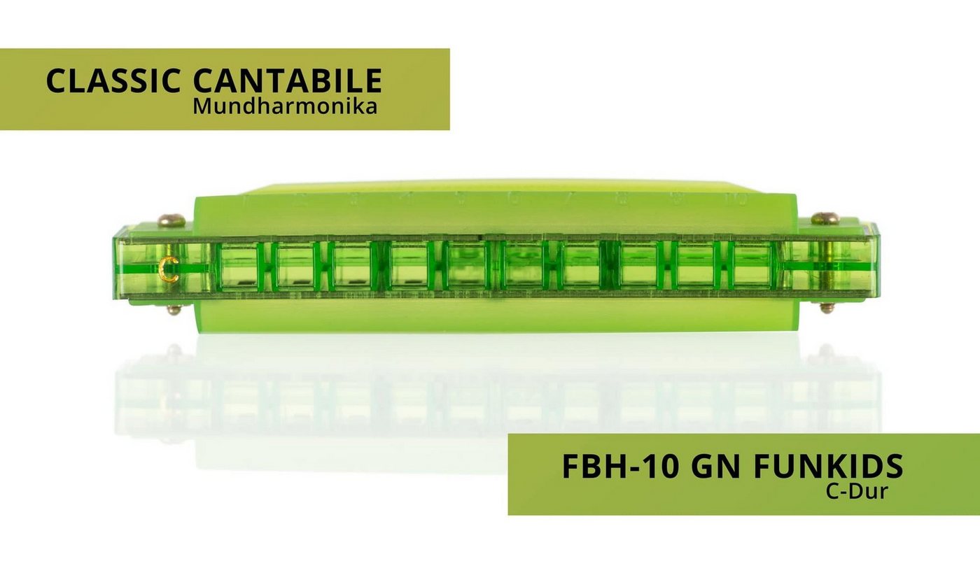 Classic Cantabile Mundharmonika FunKids Blues Harmonica ideal für Kinder, C-Dur C, diatonisch, inkl. Kunststoff-Etui, 20 Stimmzungen aus Phosphorbronze – Bild 3 von 5