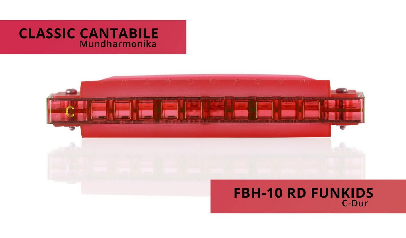 Classic Cantabile Mundharmonika FunKids Blues Harmonica ideal für Kinder, C-Dur C, diatonisch, inkl. Kunststoff-Etui, 20 Stimmzungen aus Phosphorbronze – Bild 3 von 5