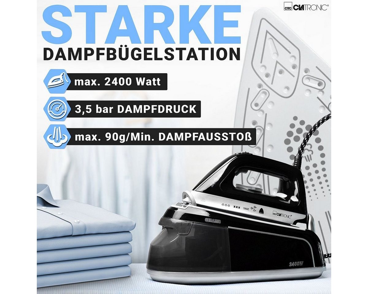 CLATRONIC Dampfbügelstation DBS 3749, 3,5 bar, Dampfbügeleisen mit Superglide-Sohle – Bild 2 von 5