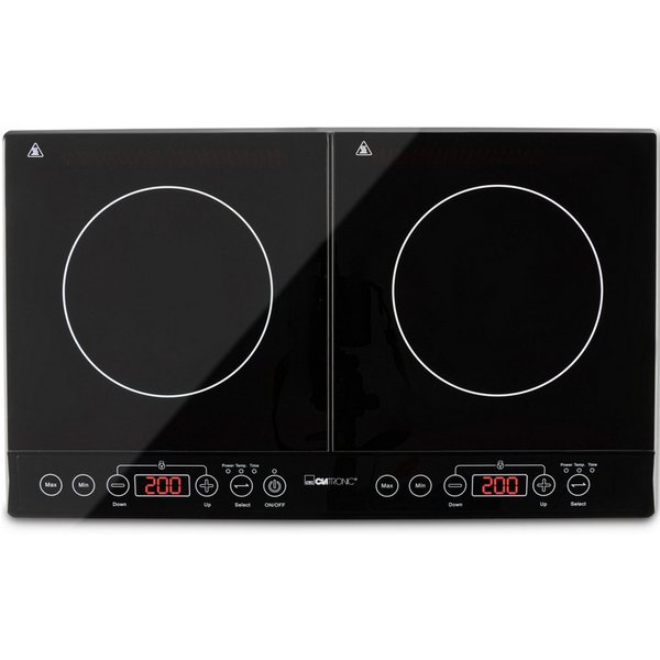 CLATRONIC Doppel-Induktionskochplatte DKI 3609, ECO-Save, 10 Temperaturstufen, Sensor Touch