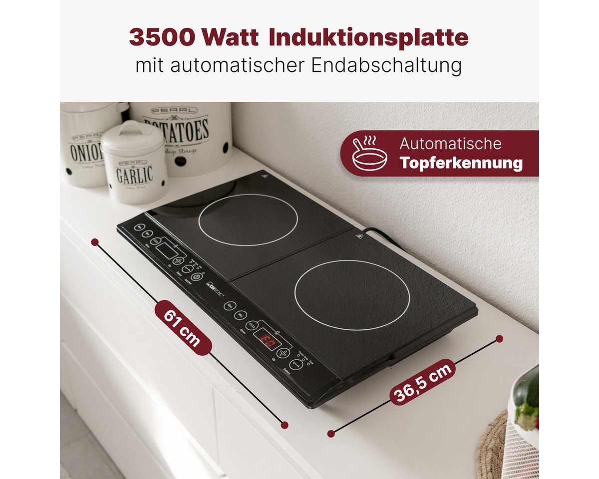 CLATRONIC Doppel-Induktionskochplatte DKI 3609, ECO-Save, 10 Temperaturstufen, Sensor Touch – Bild 3 von 5