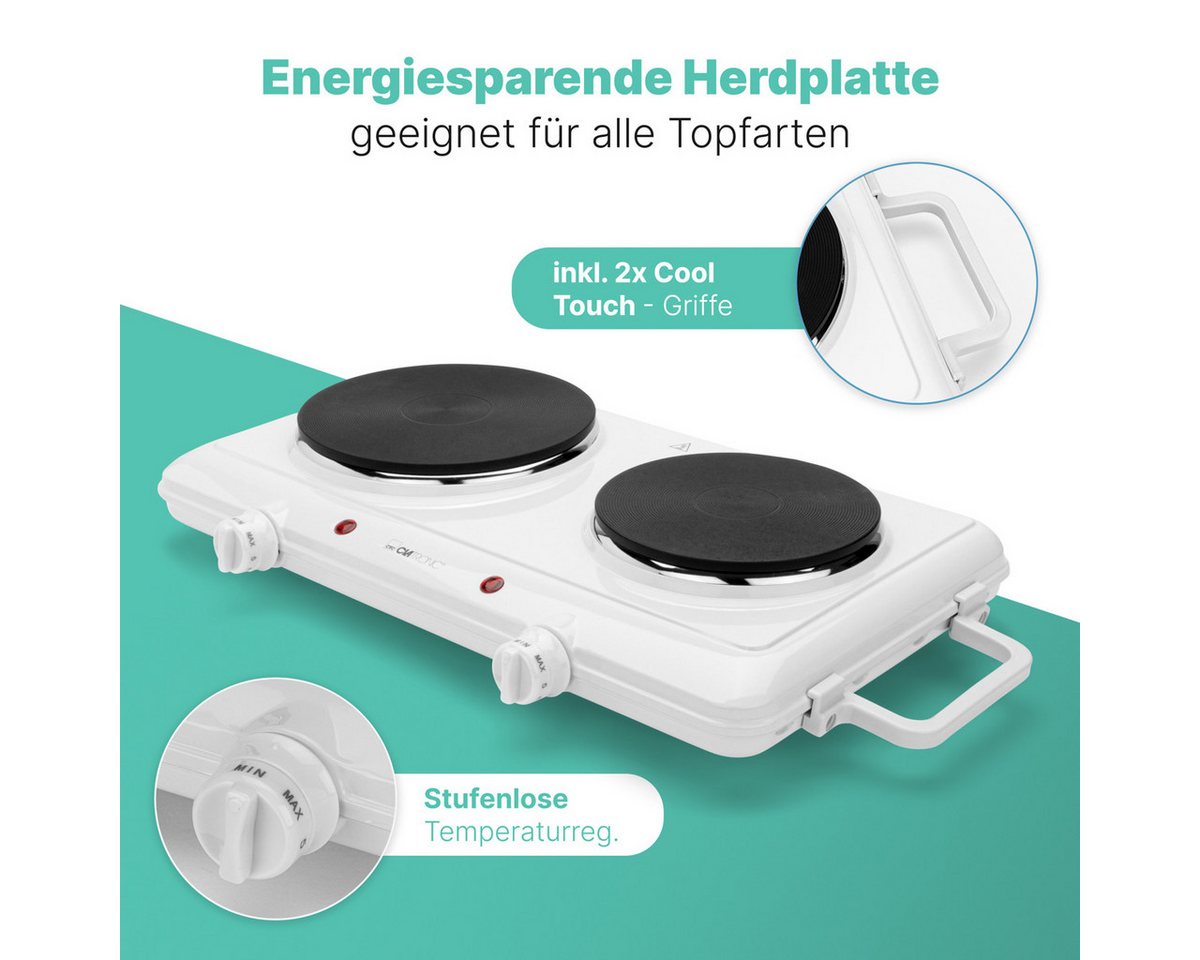 CLATRONIC Doppelkochplatte DKP 3583, für Camping, Küche, Büro, Ø ca. 180 mm & 150 mm – Bild 3 von 5