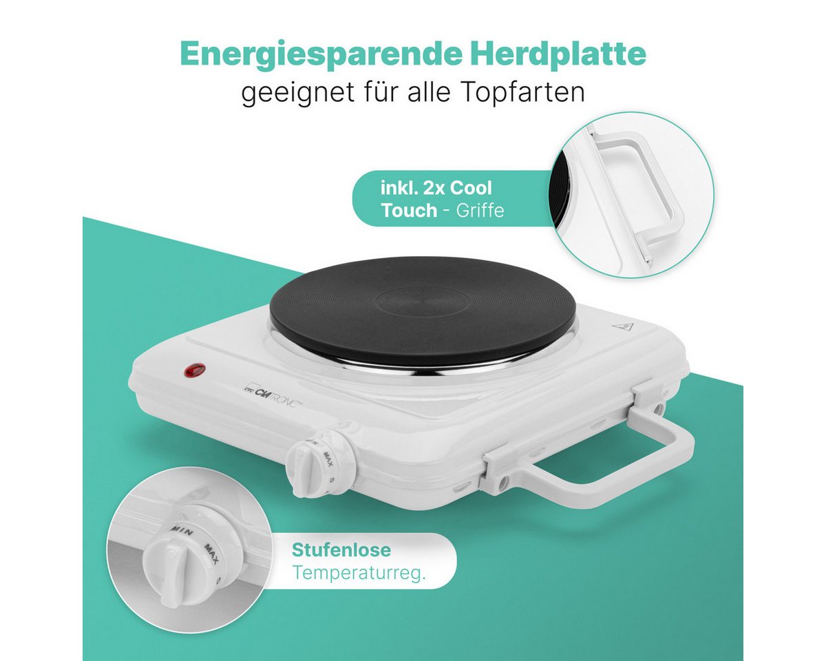 CLATRONIC Einzelkochplatte EKP 3582, für Camping, Küche, Büro, 1500W, Ø ca. 180 mm – Bild 3 von 5