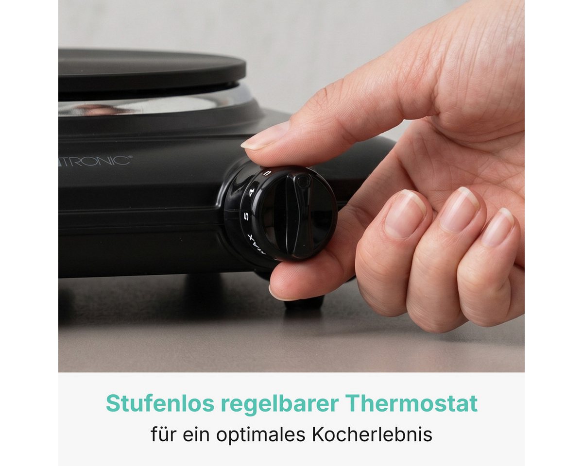 CLATRONIC Einzelkochplatte EKP 3582, für Camping, Küche, Büro, 1500W, Ø ca. 180 mm – Bild 4 von 5