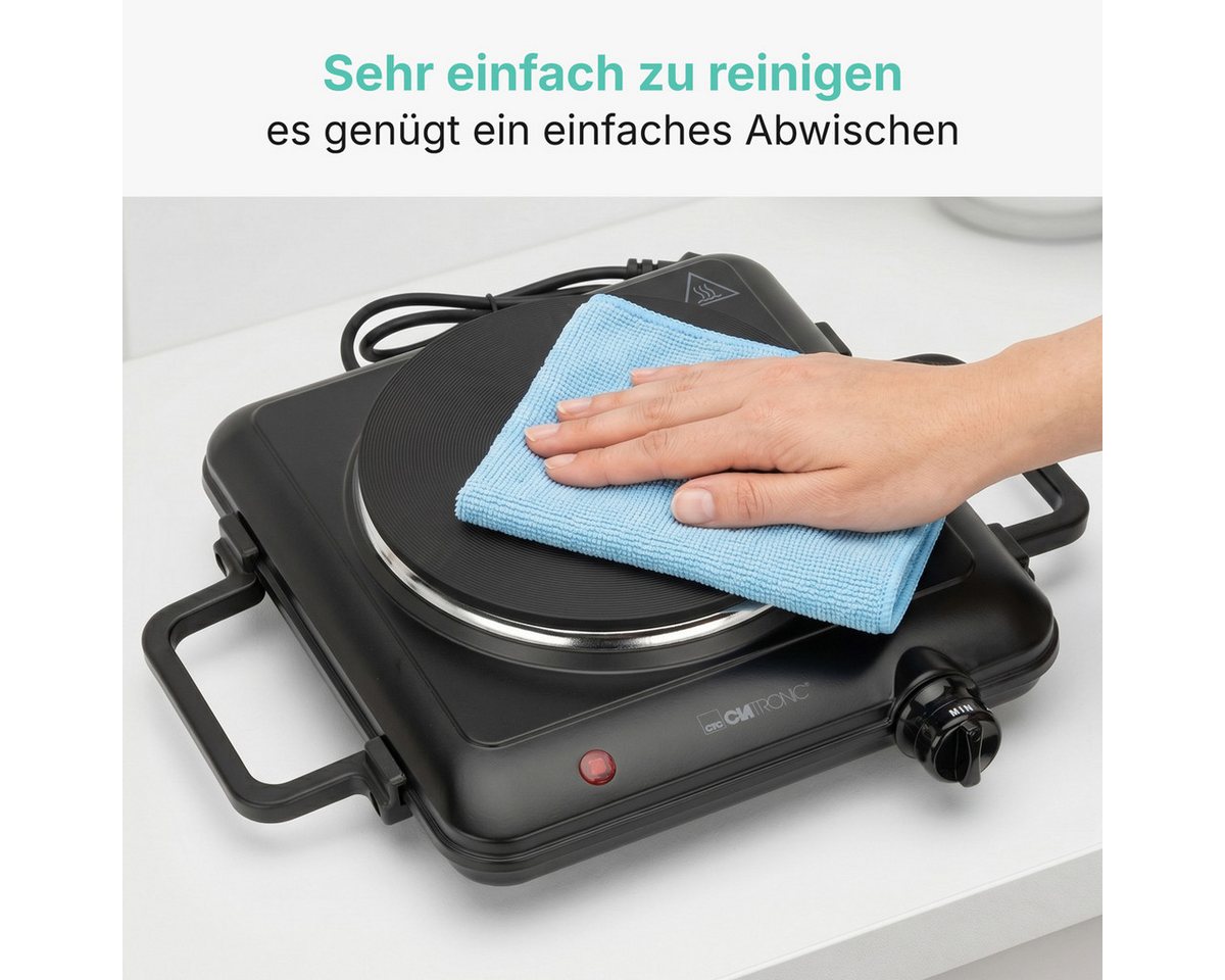 CLATRONIC Einzelkochplatte EKP 3582, für Camping, Küche, Büro, 1500W, Ø ca. 180 mm – Bild 5 von 5