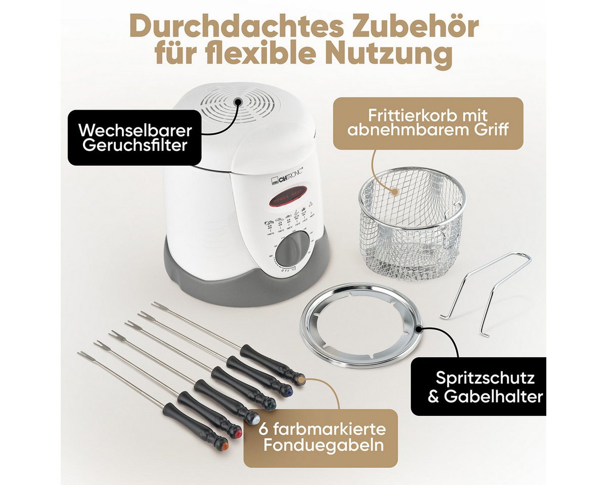 CLATRONIC Fritteuse FFR 2916, Cool Touch-Gehäuse, 1 Liter, abnehmbarem Griff – Bild 3 von 5