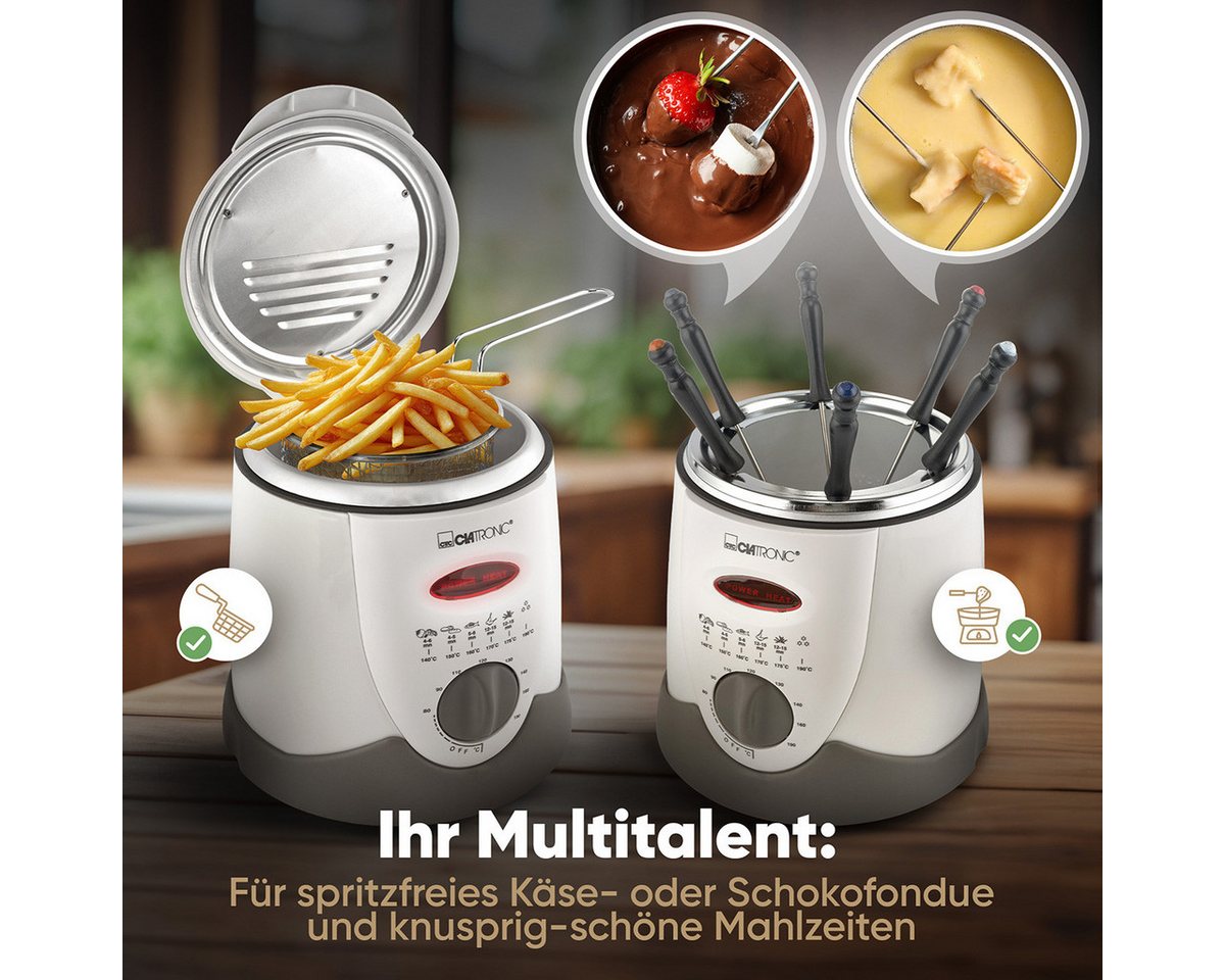 CLATRONIC Fritteuse FFR 2916, Cool Touch-Gehäuse, 1 Liter, abnehmbarem Griff – Bild 4 von 5