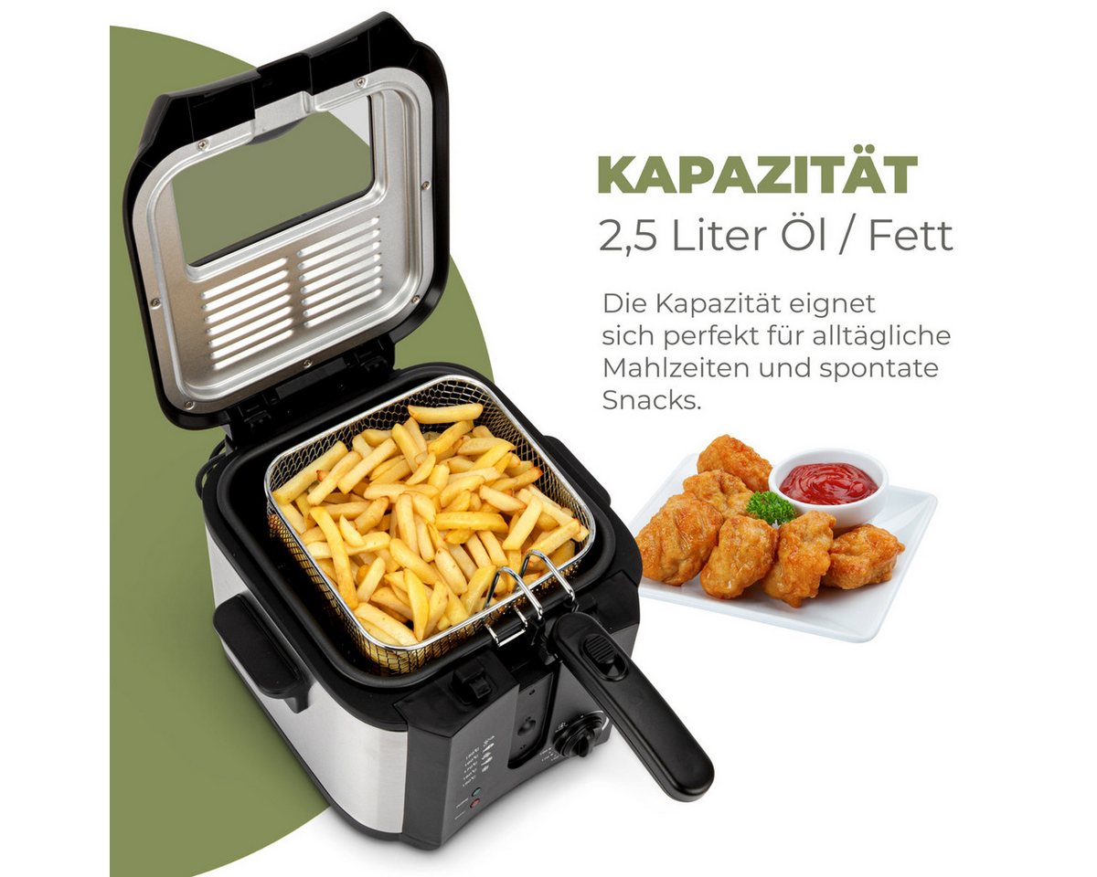 CLATRONIC Fritteuse FR 3649, Friteuse mit Fett, 2,5 L, Fritteuse 130-190°C – Bild 2 von 5