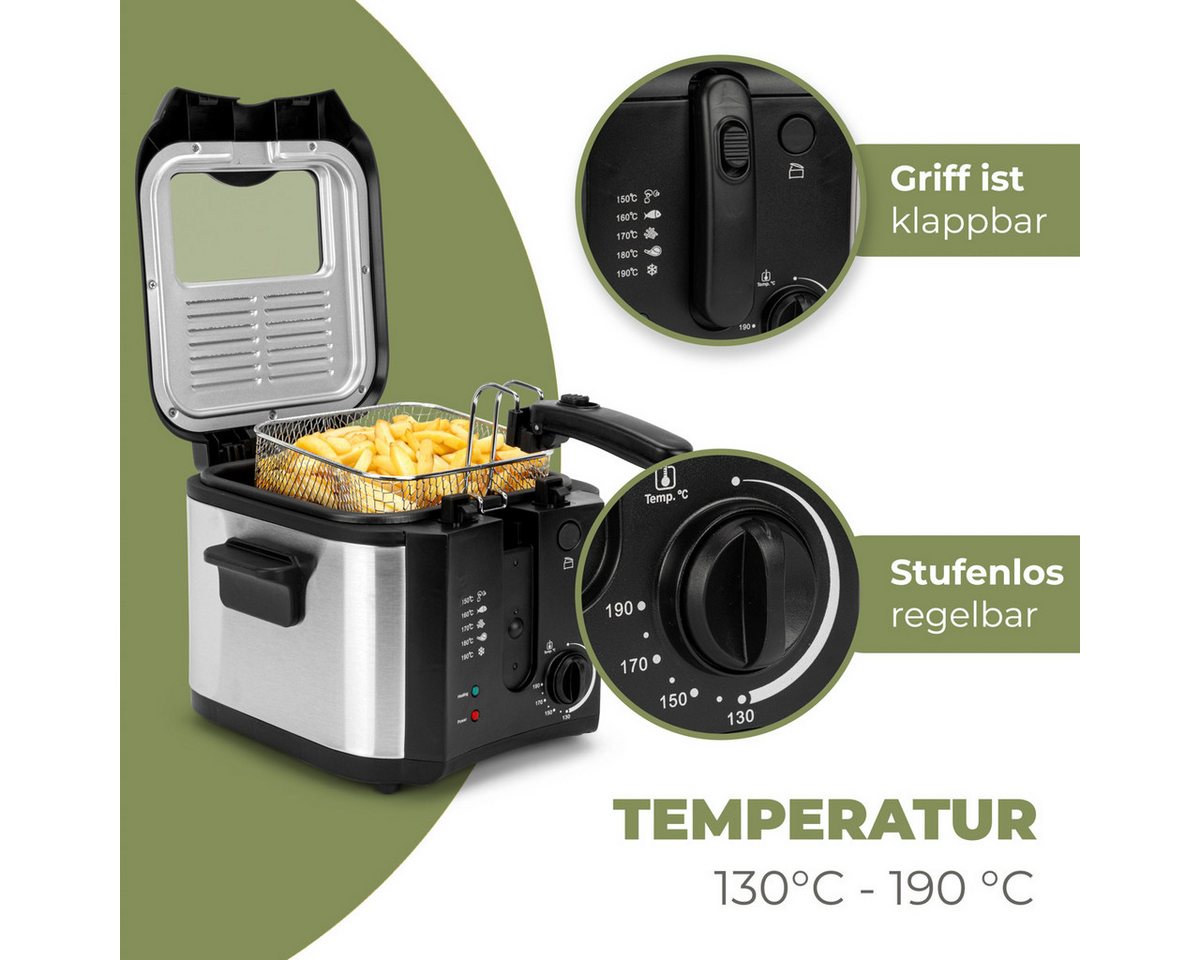 CLATRONIC Fritteuse FR 3649, Friteuse mit Fett, 2,5 L, Fritteuse 130-190°C – Bild 4 von 5