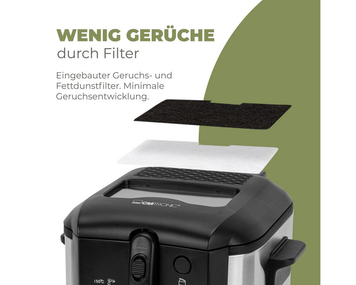 CLATRONIC Fritteuse FR 3649, Friteuse mit Fett, 2,5 L, Fritteuse 130-190°C – Bild 5 von 5