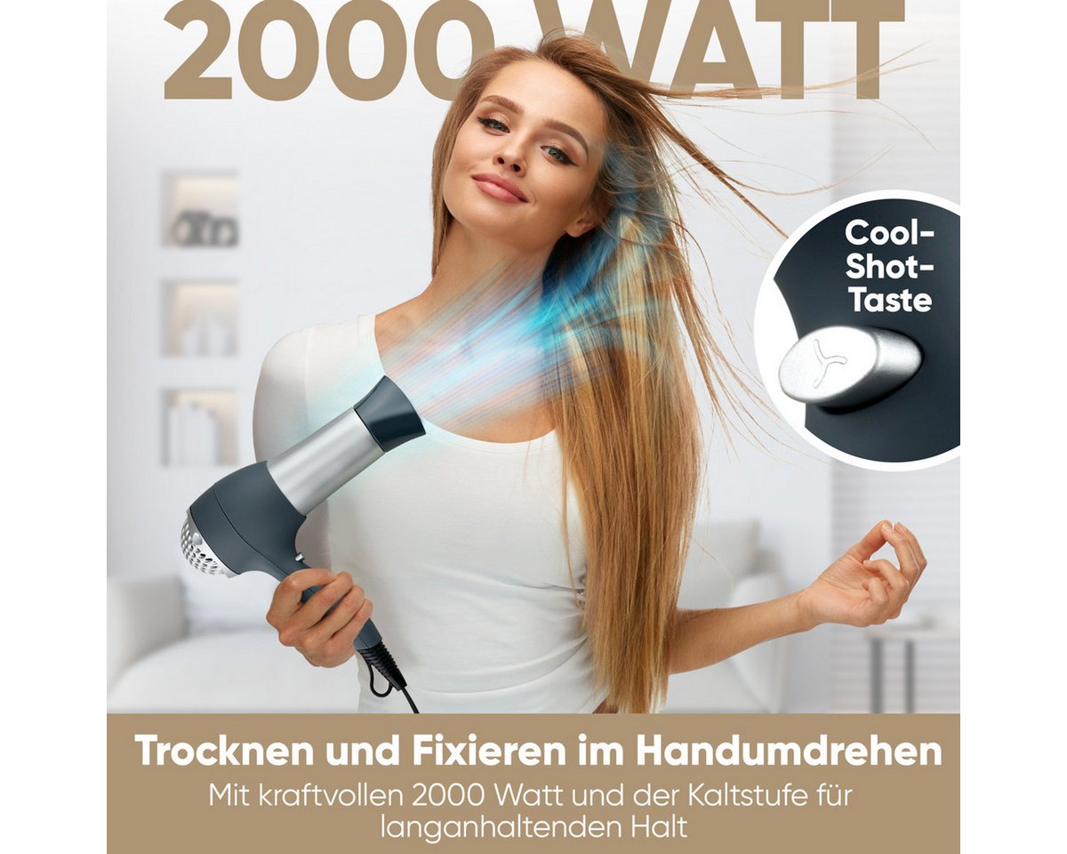 CLATRONIC Haartrockner HTD 3055, Haartrockner mit Diffusor und Formdüse, 2000W – Bild 2 von 5