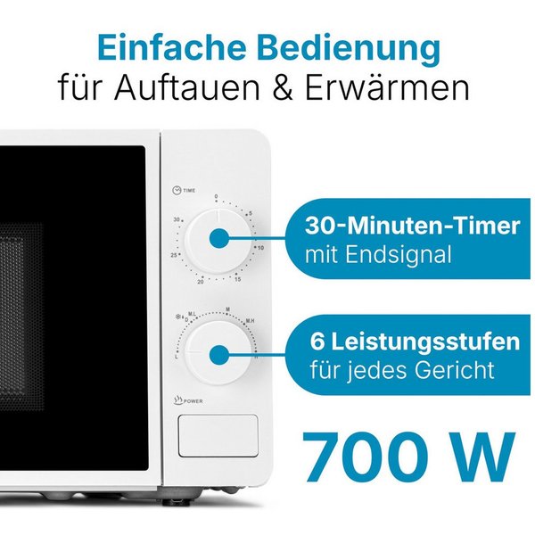 CLATRONIC Mikrowelle MW 791, Mikrowelle, 700 Watt, 6 Stufen, 20 Liter