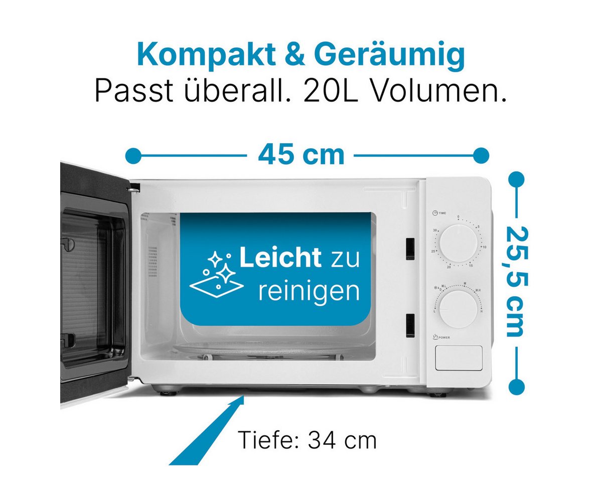 CLATRONIC Mikrowelle MW 791, Mikrowelle, 700 Watt, 6 Stufen, 20 Liter – Bild 5 von 5