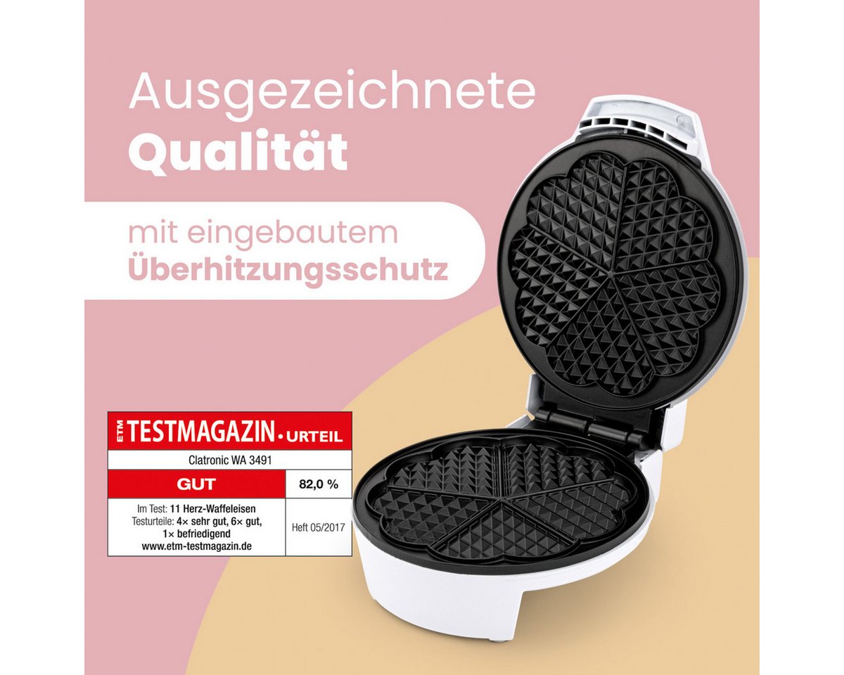 CLATRONIC Waffeleisen WA 3491, Waffeleisen, 2 große Backflächen – Bild 2 von 5