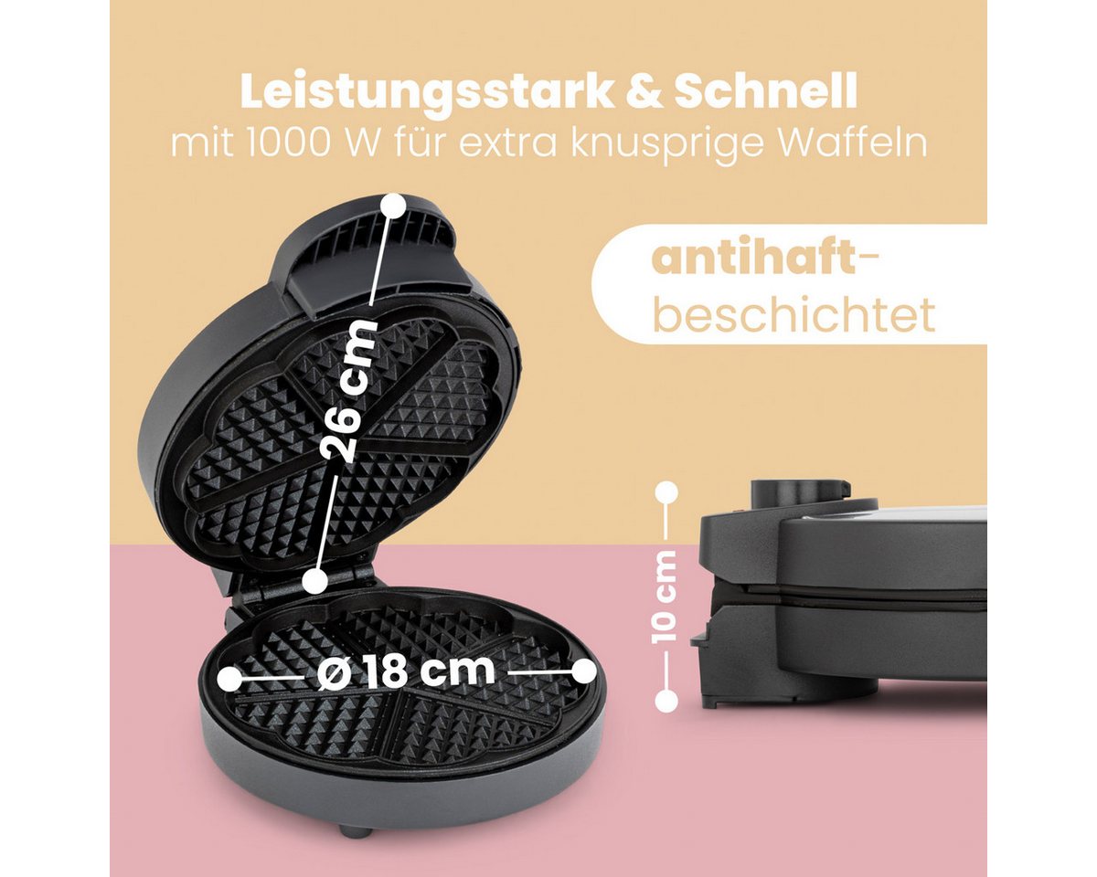 CLATRONIC Waffeleisen WA 3492, Waffeleisen 18cm Backfläche, antihaftbeschichtet – Bild 3 von 5