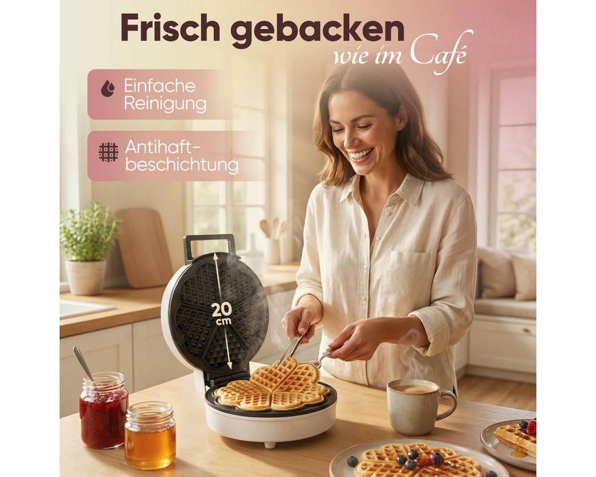 CLATRONIC Waffeleisen WA 3832, Waffeleisen Herzform, Antihaftbeschichtung, 1200W – Bild 3 von 5