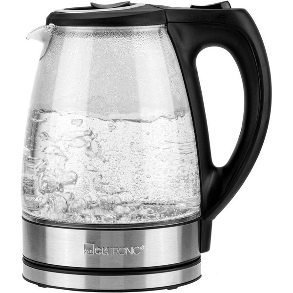 CLATRONIC Wasserkocher WKS 3744 G, Wasserkocher Glas/Edelstahl, 1,7L