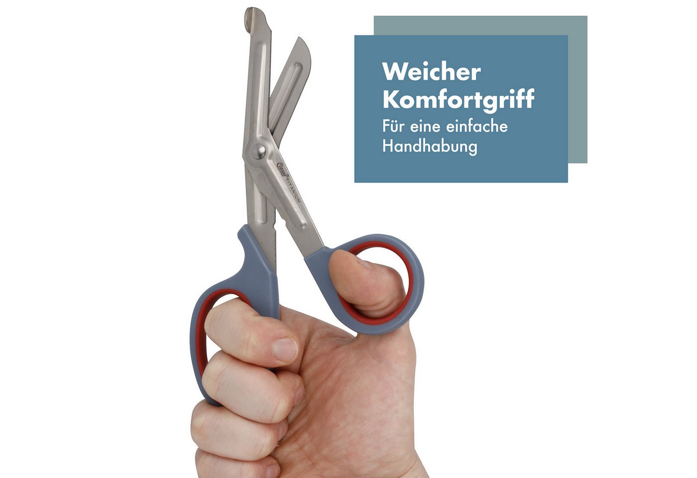 CLAUSS Universalschere Titanium Verbandschere, Erste Hilfe Schere für Pflaster und Stoffe, Notfallschere mit Titan-Edelstahlklinge – Bild 4 von 5