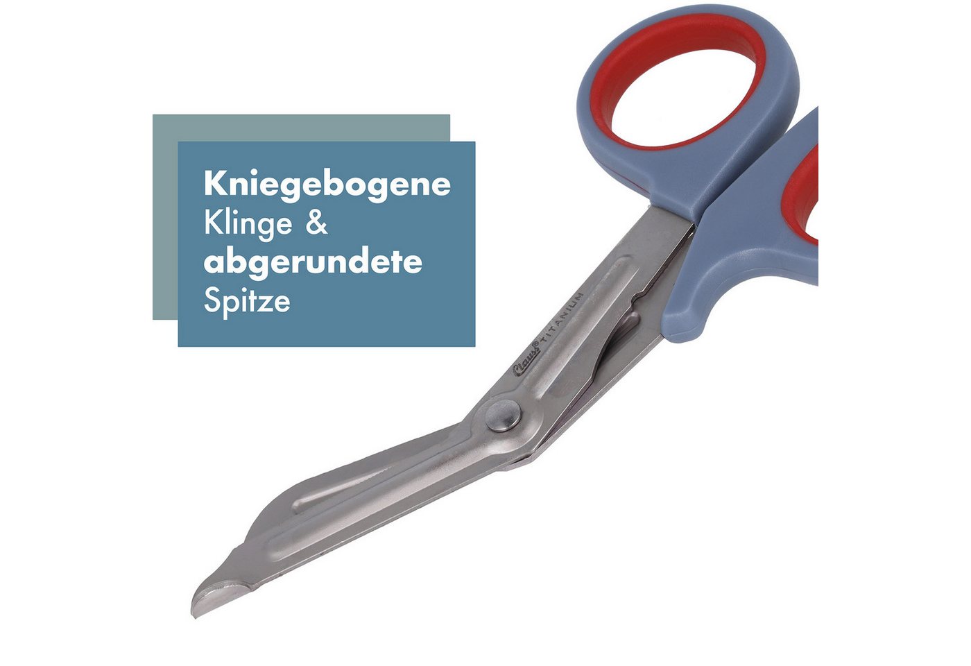 CLAUSS Universalschere Titanium Verbandschere, Erste Hilfe Schere für Pflaster und Stoffe, Notfallschere mit Titan-Edelstahlklinge – Bild 5 von 5
