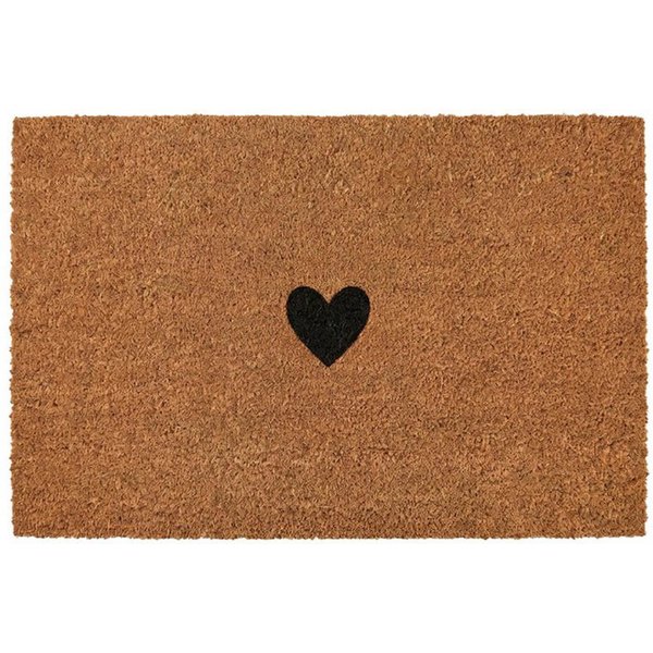 Clayre & Eef Fußmatte Fußmatte LOVELYN natur schwarz mit Herz Türmatte 75x45cm, rechteckig