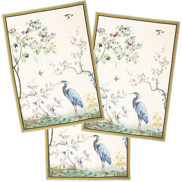Clayre & Eef Geschirrtuch Birds in Paradise, (Set, 3-tlg., 3-teilig), Geschirrtücher (3 Stück), ca.50x70cm Baumwolle