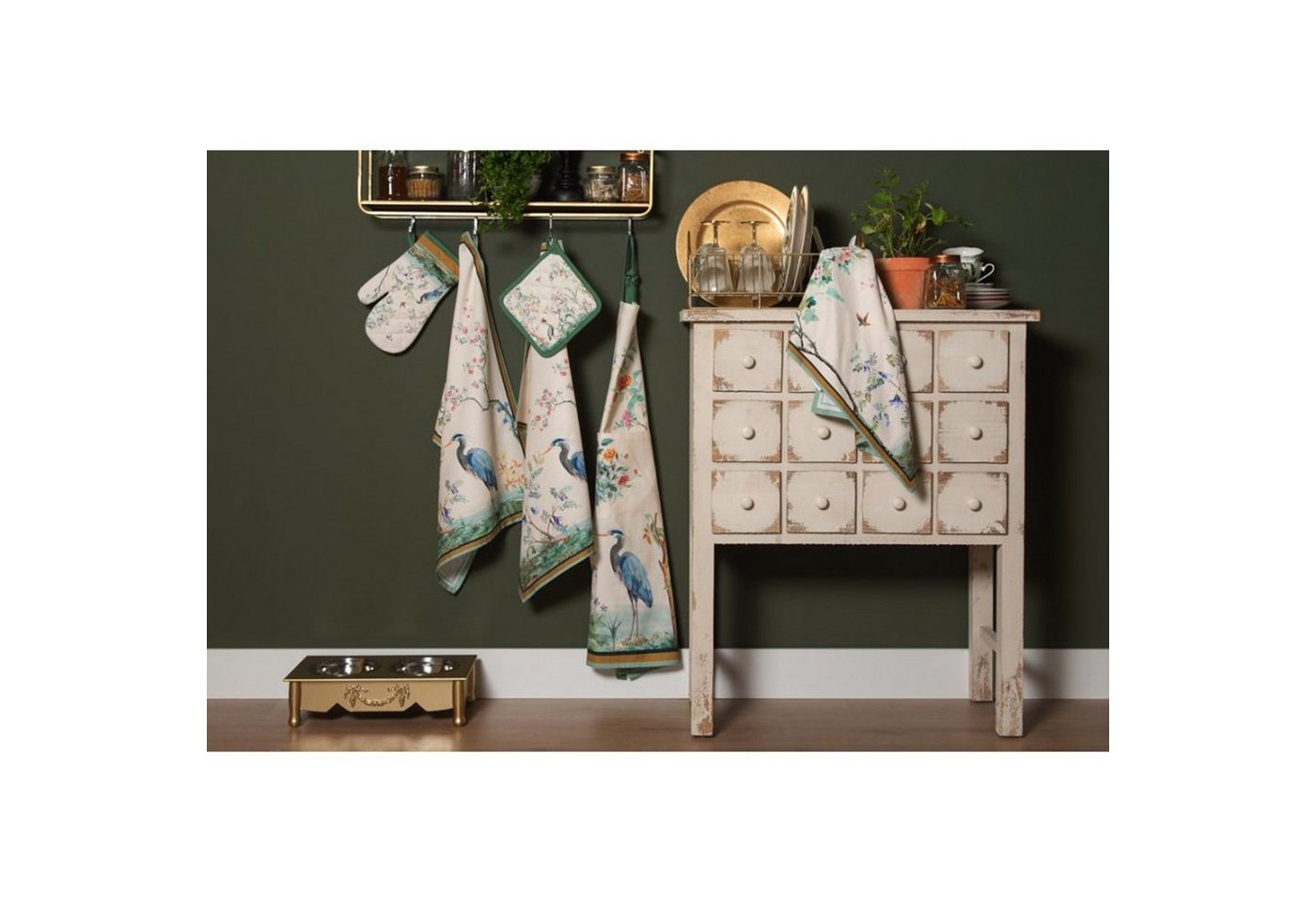 Clayre & Eef Geschirrtuch Birds in Paradise, (Set, 3-tlg., 3-teilig), Geschirrtücher (3 Stück), ca.50x70cm Baumwolle – Bild 4 von 5
