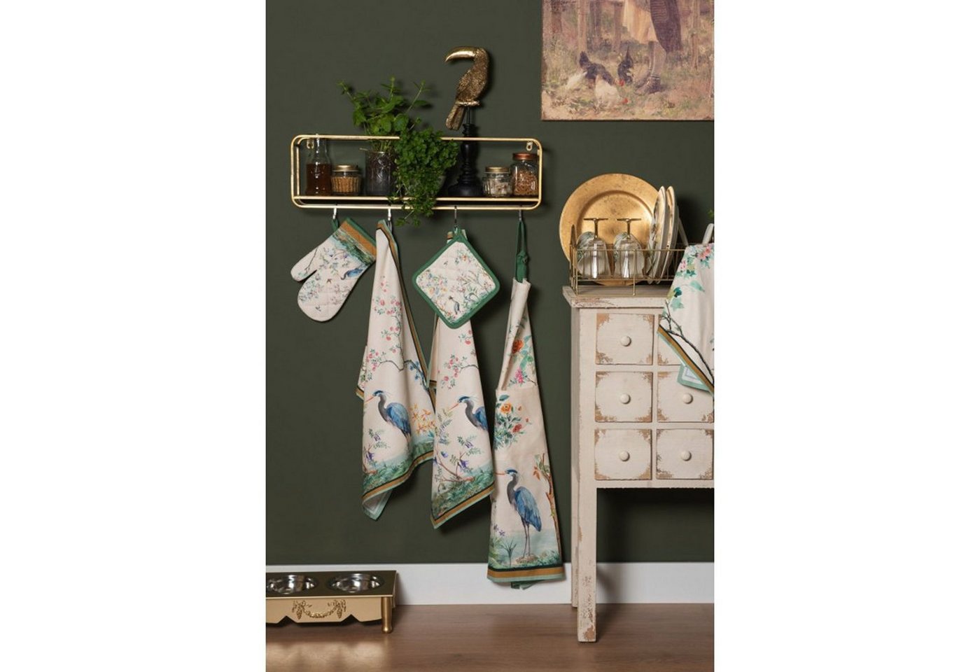Clayre & Eef Geschirrtuch Birds in Paradise, (Set, 3-tlg., 3-teilig), Geschirrtücher (3 Stück), ca.50x70cm Baumwolle – Bild 5 von 5