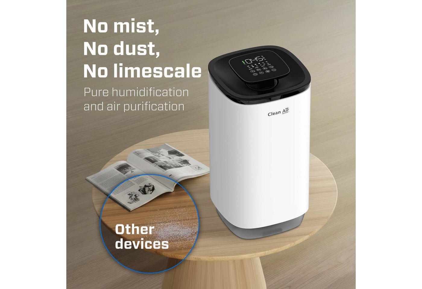 Clean Air Optima Luftbefeuchter CA-806 Smart Top Filling, 8 l Wassertank, Befeuchtungsleistung max. 800 ml/h – Bild 5 von 5
