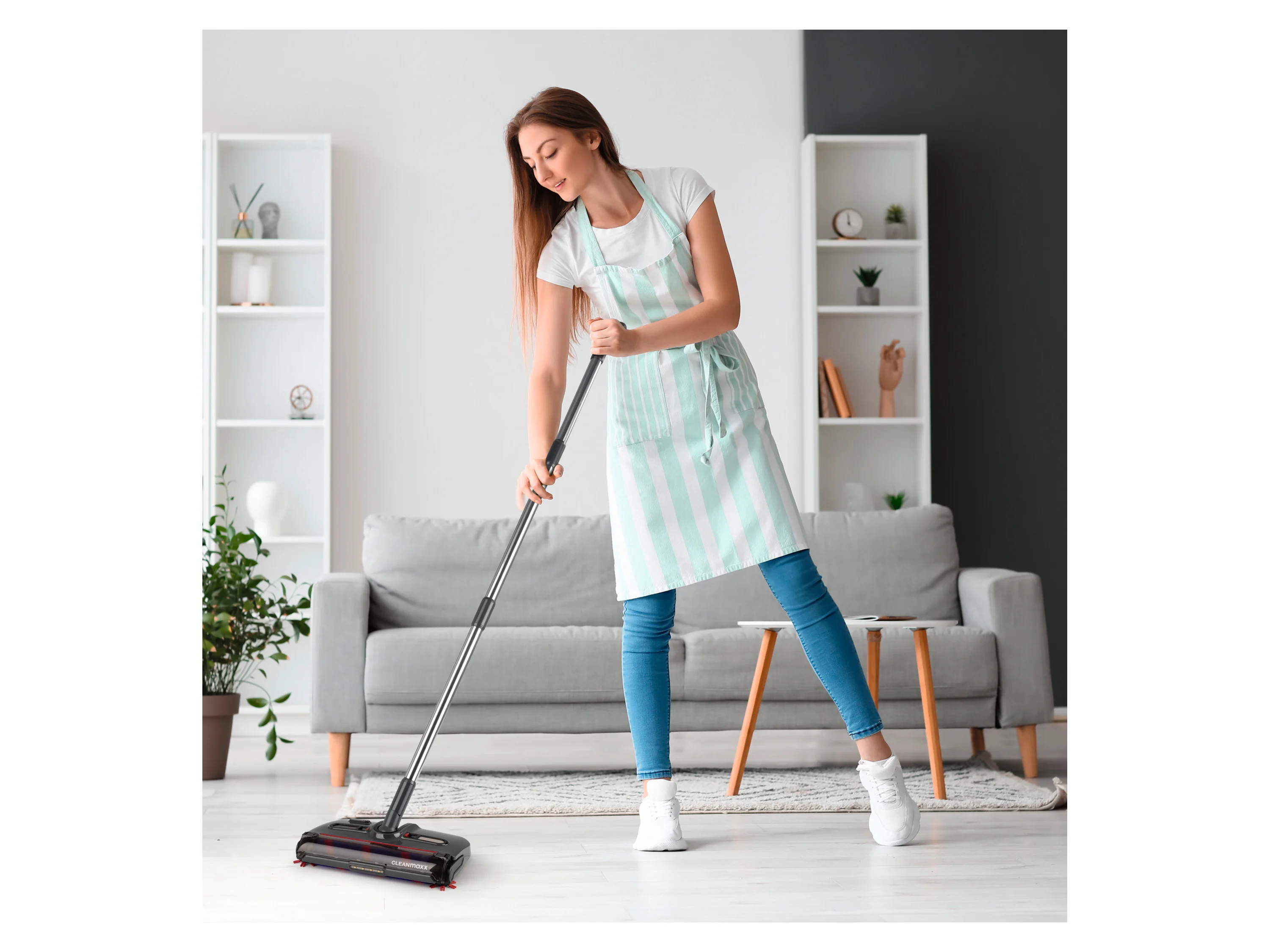 CLEANMAXX Akku-Besen mit Licht 3,7V grau – Bild 2 von 4