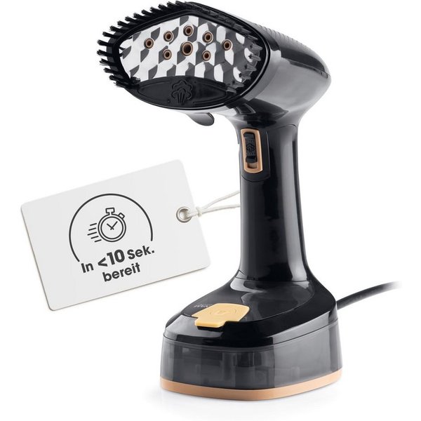 CLEANmaxx Dampfbürste faltbar 1600W schwarz 165ml Tank, 1600 W, Dampfglätter für Kleidung, Mit 2in1 Funktion