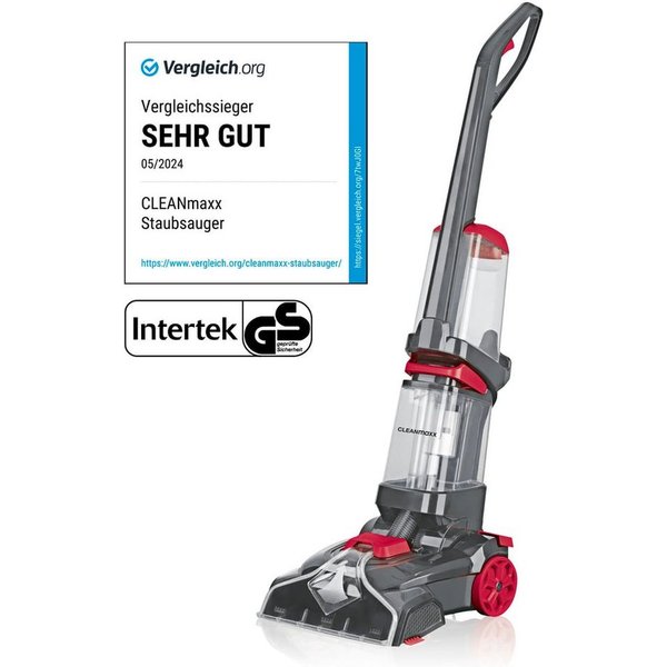 CLEANmaxx Teppichreinigungsgerät Teppichreiniger Professional mit Vibrations- und Seitenbürsten, 800 W, mit Beutel, Intensive Reinigung mit Vibration Teppichrei