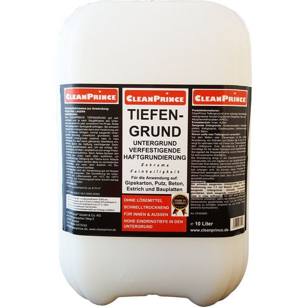CleanPrince Tiefengrund Tiefengrund, auf Gipskarton, Putz, Beton, Estrich, Bauplatten, für Innen und Außen