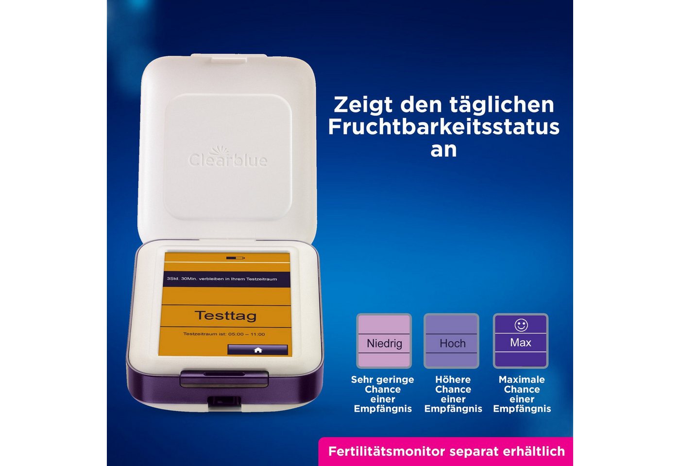 Clearblue Ovulationstest Fertilitätsmonitor Teststäbchen - 20St. + 4 Schwangerschaftstests, 1-tlg. – Bild 3 von 4
