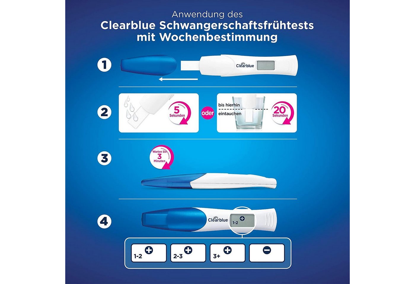Clearblue Schwangerschaftstest Frühtest digital mit Wochenbestimmung, 2 Stk., 2-tlg. – Bild 5 von 5