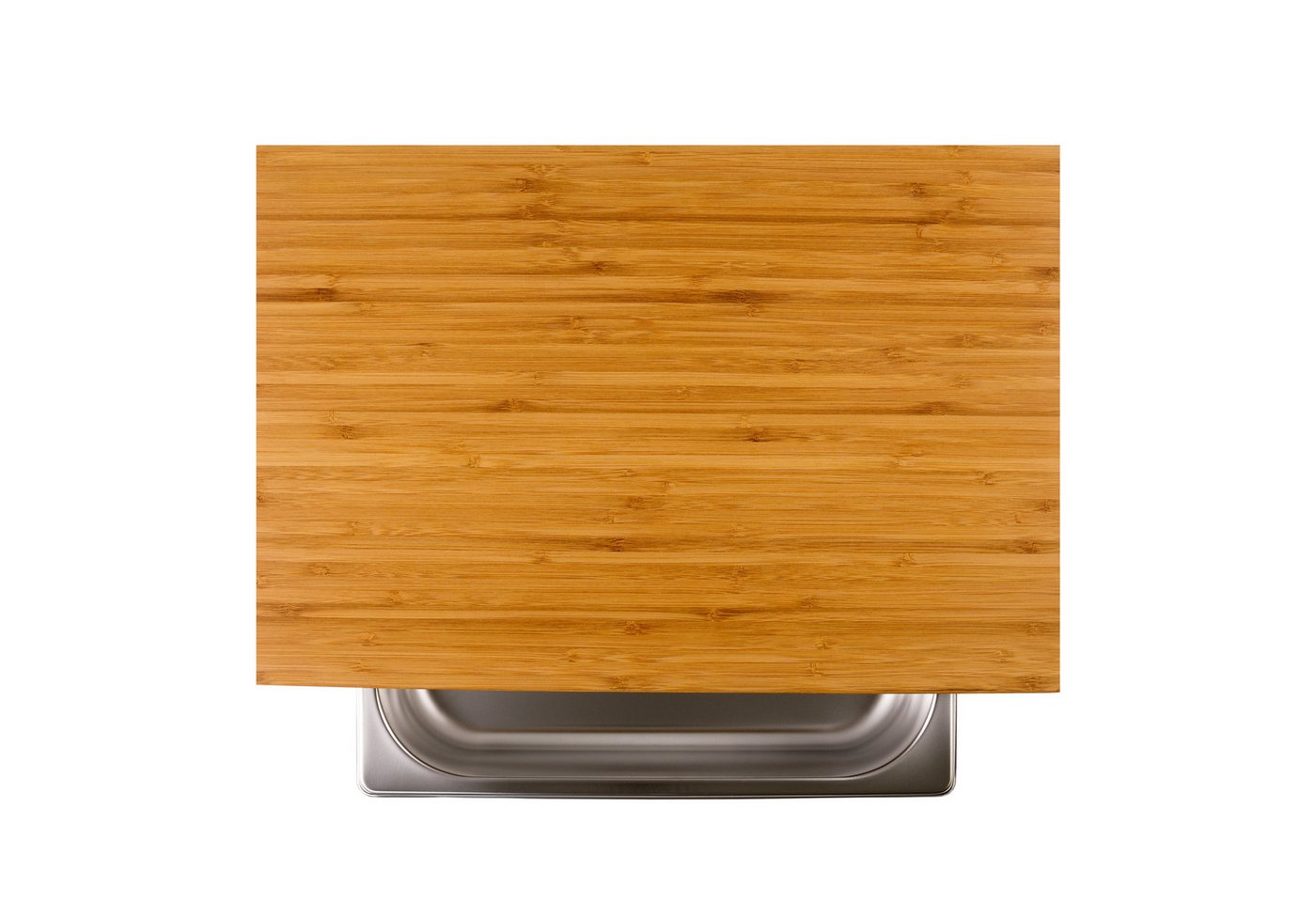 cleenbo Schneidebrett mit Auffangschale - Profi Holz Küchenbrett aus Bambus- 43 x 29 x 7,5cm, Holz, Antibakterielles Holzbrett mit Auffangschale aus Edelstahl – Bild 4 von 5