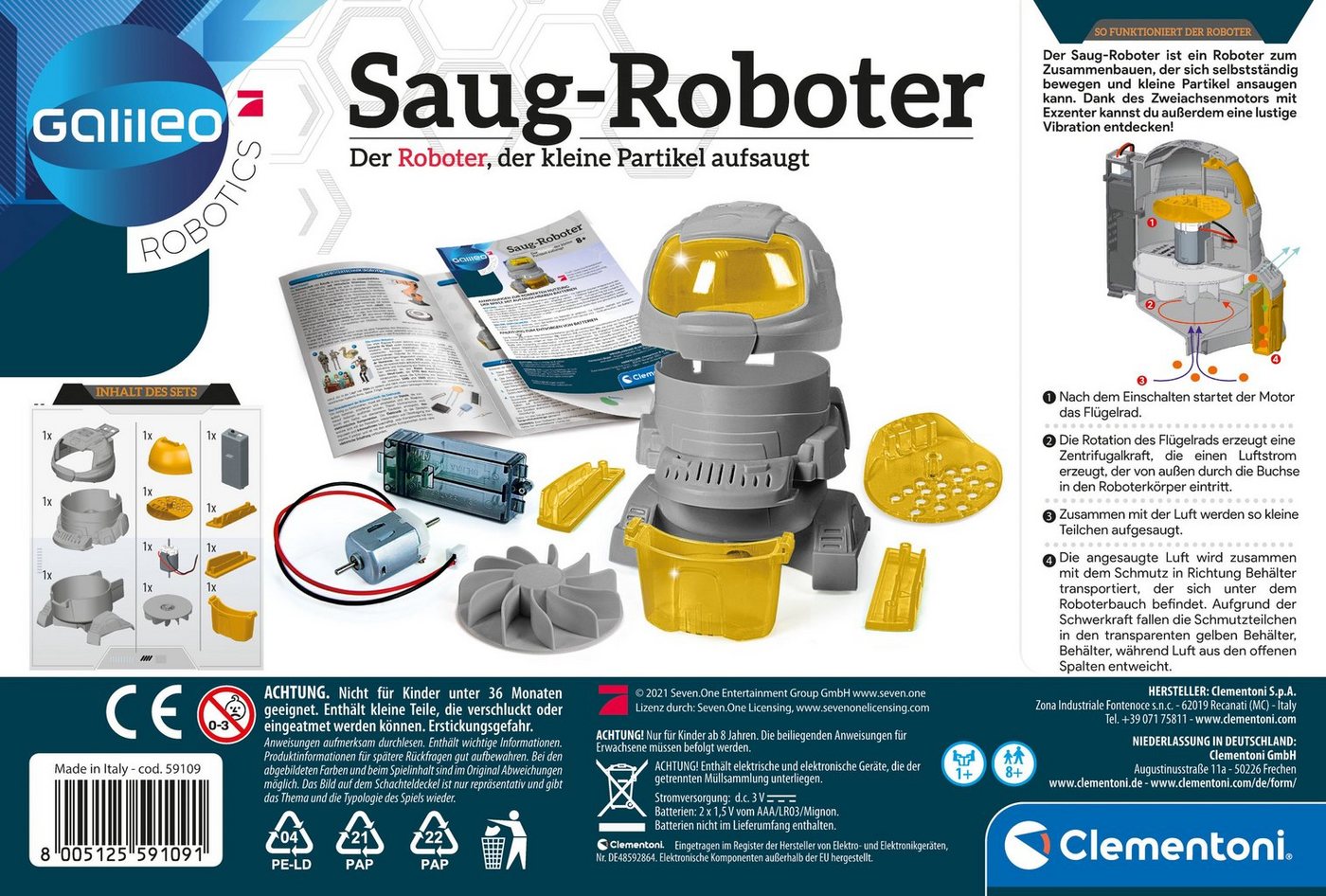 Clementoni® Experimentierkasten Galileo, Saug-Roboter, Made in Europe – Bild 2 von 5