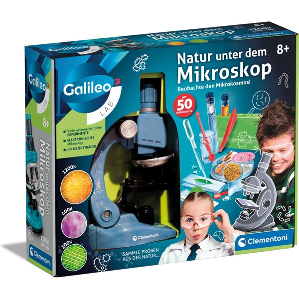 Clementoni® Experimentierkasten Galileo Lab, Natur unter dem Mikroskop, mit LED-Licht