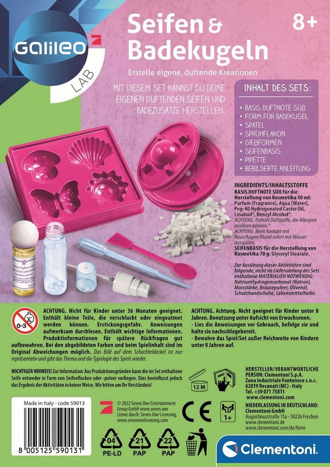 Clementoni® Experimentierkasten Galileo, Seifen und Badekugeln, Made in Europe – Bild 5 von 5