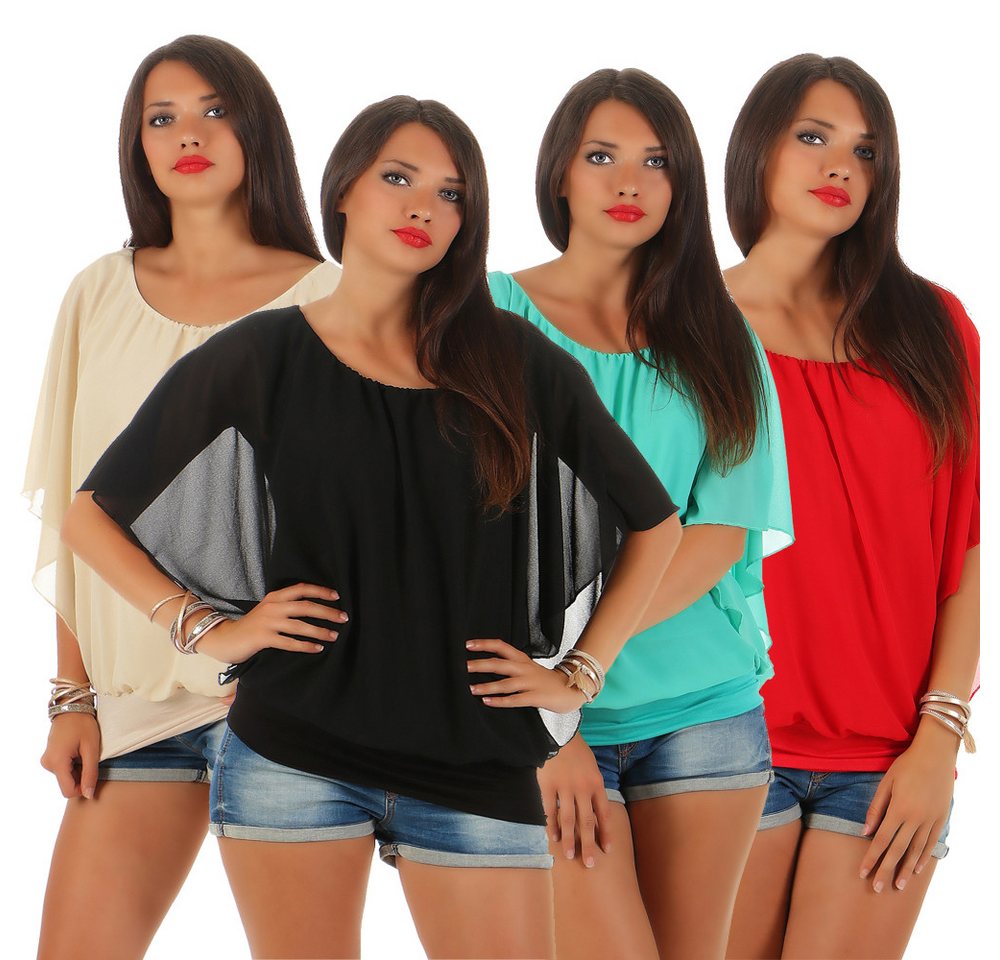 CLEO STYLE Chiffonbluse Damen Bluse 661 36-40 Rot – Bild 2 von 5