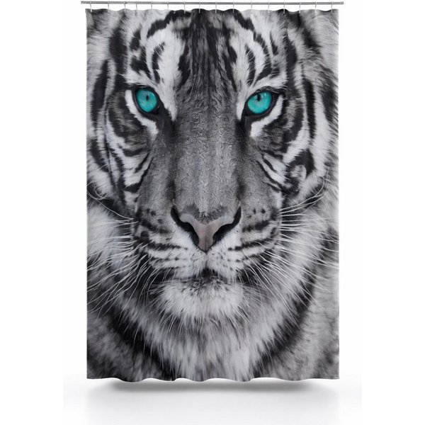 Clever-Kauf-24 Duschvorhang Textil-Duschvorhang Tiger schwarz-weiß BxH 180x200cm, Breite 180 cm, wasserabweisend