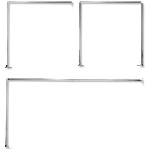 Clever-Kauf-24 Duschvorhangstange Universal Winkelduschstange, Farbe: silber, Material: Alu, Aluminium