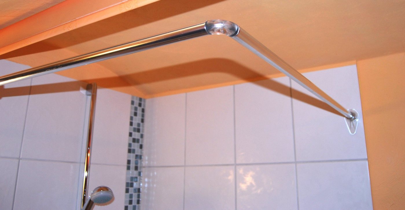 Clever-Kauf-24 Duschvorhangstange Universal Winkelduschstange, Farbe: silber, Material: Alu, Aluminium – Bild 2 von 3