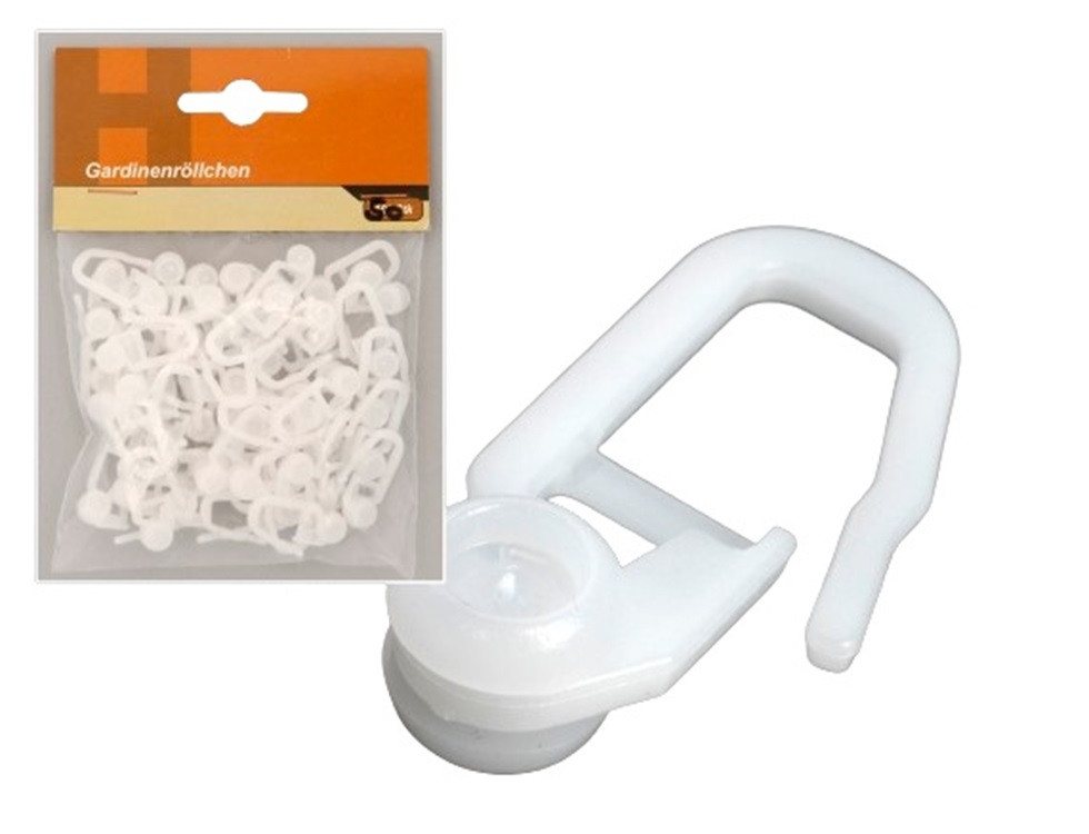 Clever-Kauf-24 Gardinenröllchen 50 oder 100 Stück Gardinenröllchen Rollhaken Rollringe weiß, (50-St) – Bild 2 von 2