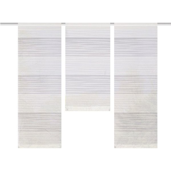 Clever-Kauf-24 Scheibengardine Mini Flächenvorhang Set weiß Querstreifen (3 St), Stangendurchzug, halbtransparent, Store