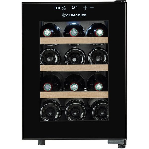CLIMADIFF Weintemperierschrank CUVEE12, für 12 Standardflaschen á 0,75l,Ultra-Leise, sehr kompakt