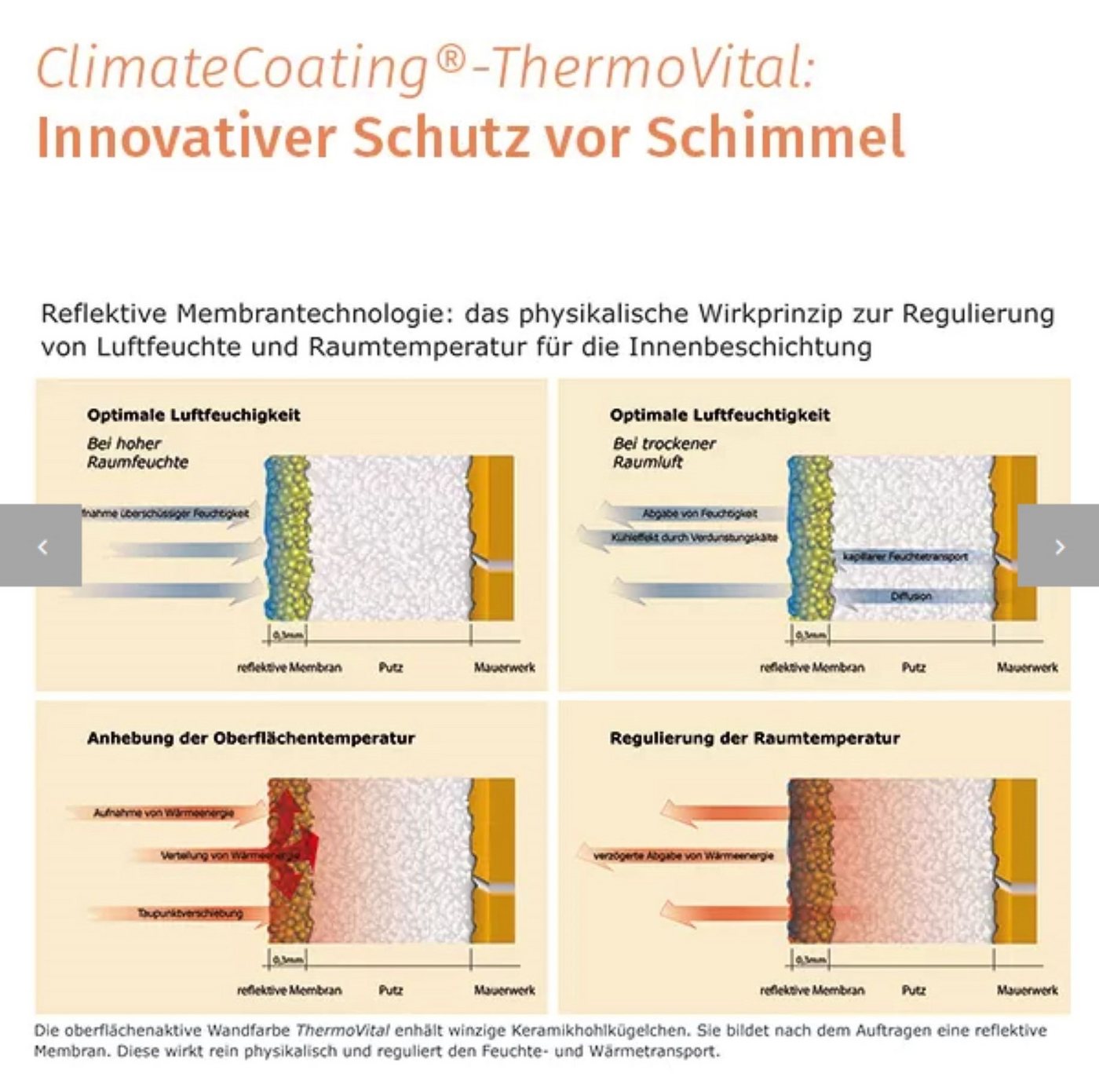 ClimateCoating Wand- und Deckenfarbe ThermoVital, feuchteregulierend, vorbeugend gegen Schimmelpilzwachstum – Bild 3 von 4