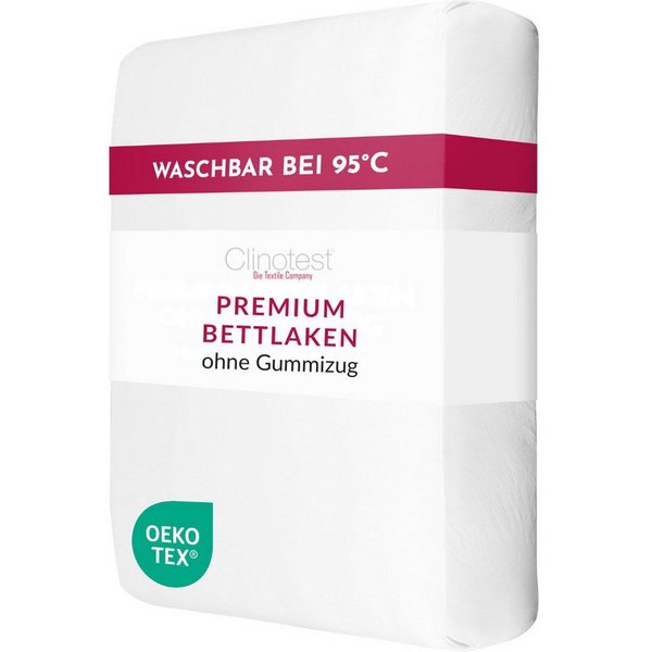 Clinotest Bettlaken Ohne Gummizug, 170 g/m², Premium Flachbettlaken, 100% Baumwolle, Gummizug: ohne, (1 Stück), Kochfestes Betttuch, erprobte Qualität aus Hotel