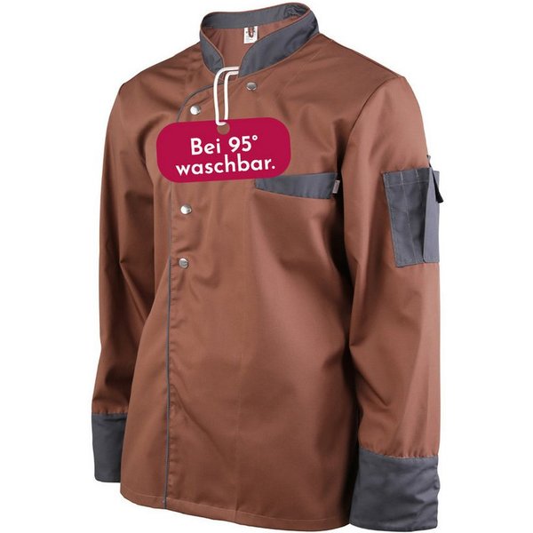 Clinotest Kochjacke langarm - 95 Grad waschbare, kochfeste Kochjacken ohne Einlaufen (1-St) Kochhemd aus 65% Polyester, 35% Baumwolle, mit Druckknopfverschluss